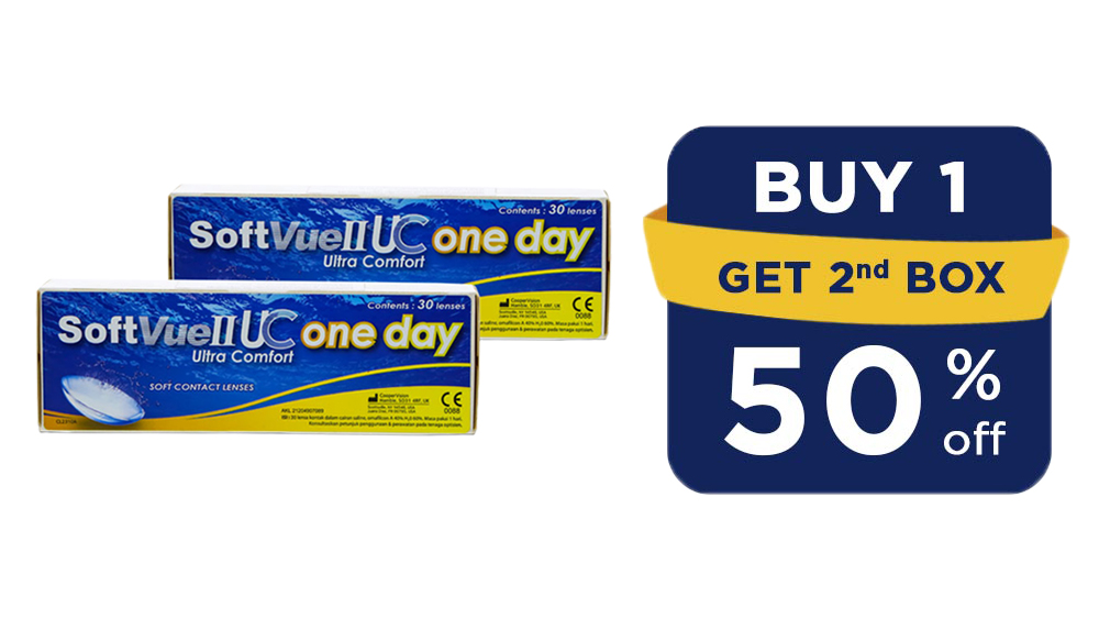 Buy 2 Get 50% off for 2nd Box: Softvue II Ultra Comfort 1 Day